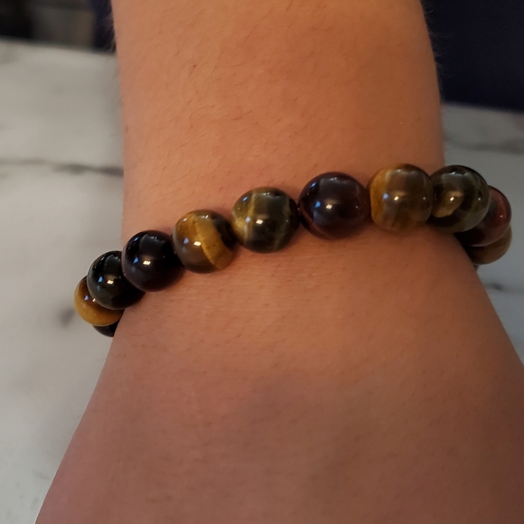Tiger Eye Beaded Stretch Bracelet - Picture 5 of 7